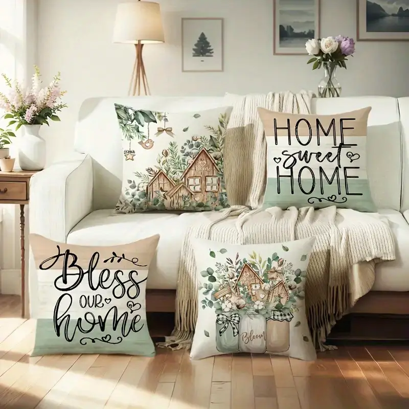 4pcs double sided printed rustic farmhouse pillow covers soft plush with zipper closure machine washable multiple sizes for living room bedroom sofa decor pillow covers for living room bedroom accents print accent cushions interior 2d flat Product details 5