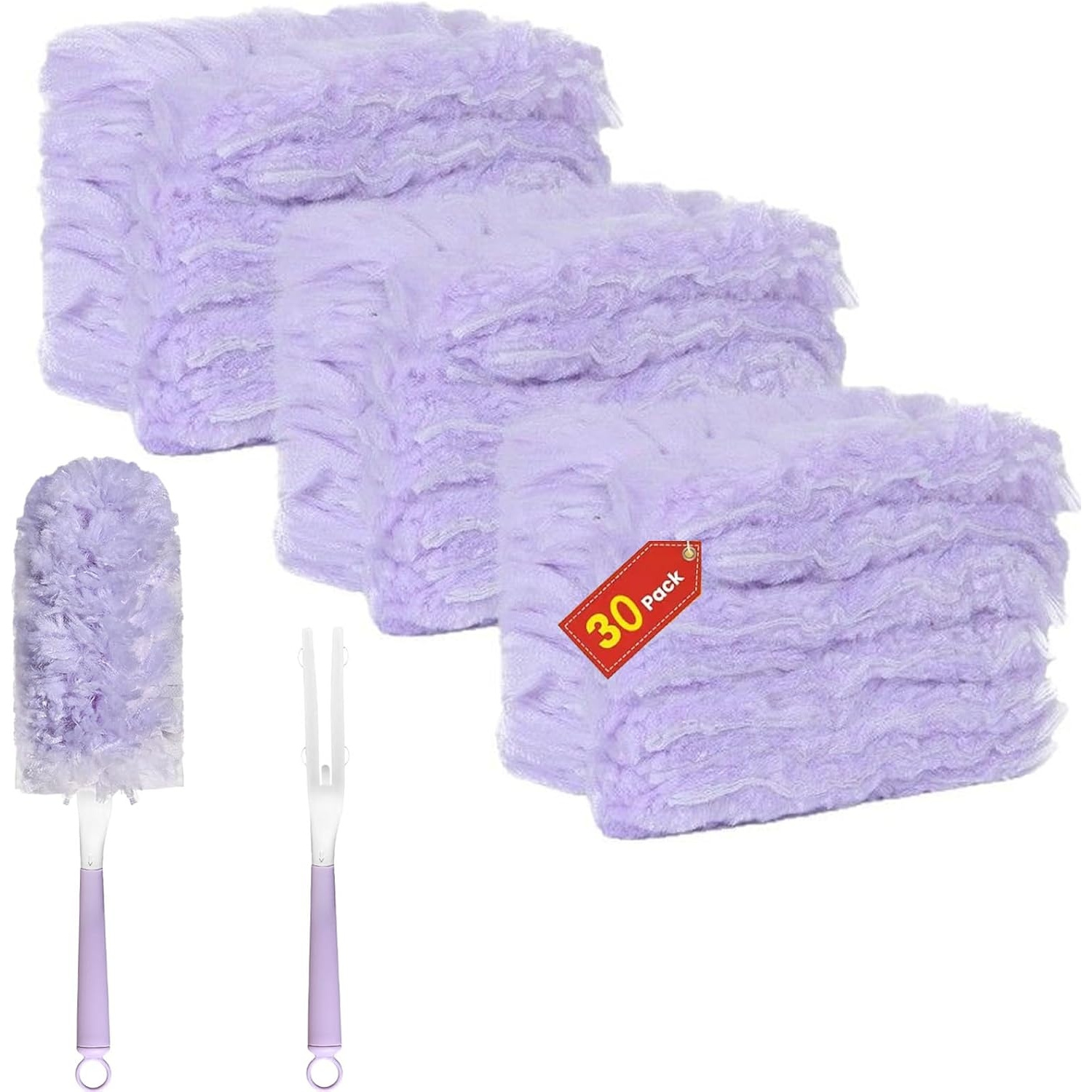 TEMU 30pcs Duster Refill Set With 1 Handle, Multi-surface Cleaning, Heavy-duty Duster Refills With Fluffy Fibers, Dusting Tool, Replacement Cleaning