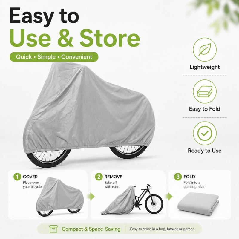 TEMU 1 Pack Universal Bicycle Cover Waterproof Outdoor Bike Cover With Elastic Band Compact Portable Bicycle Storage Cover For Sports & Outdoors