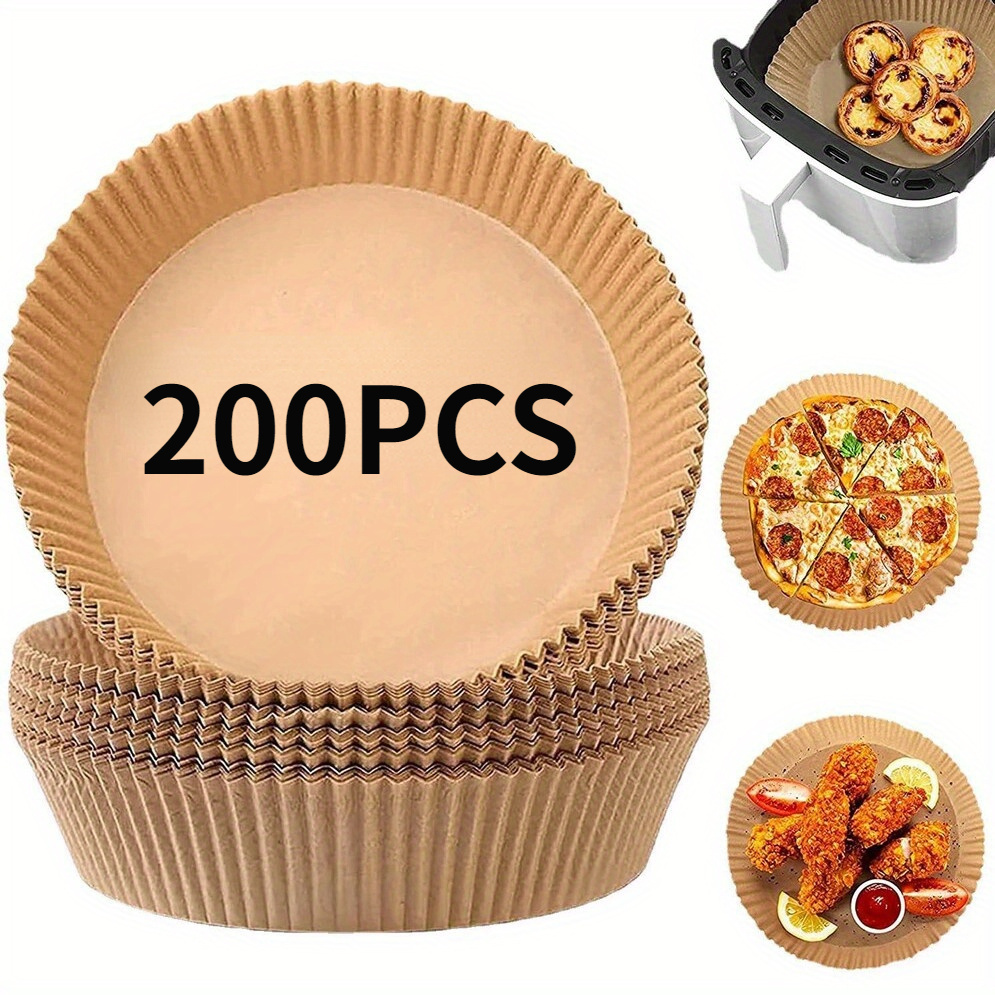 200pcs Non-Stick Air Fryer Liners - Round Paper Baking & Roasting Sheets for Healthier Cooking, Easy Cleanup, Perfect for Chicken, Fries, and Veggies, Air Fryer Accessories