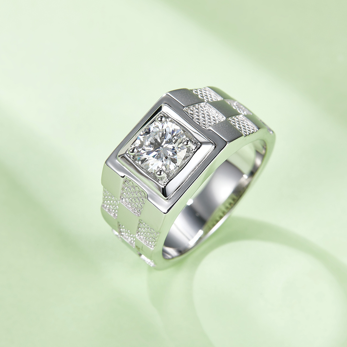 S925 Silver + Moissanite Wedding Ring, Engagement Ring for Men