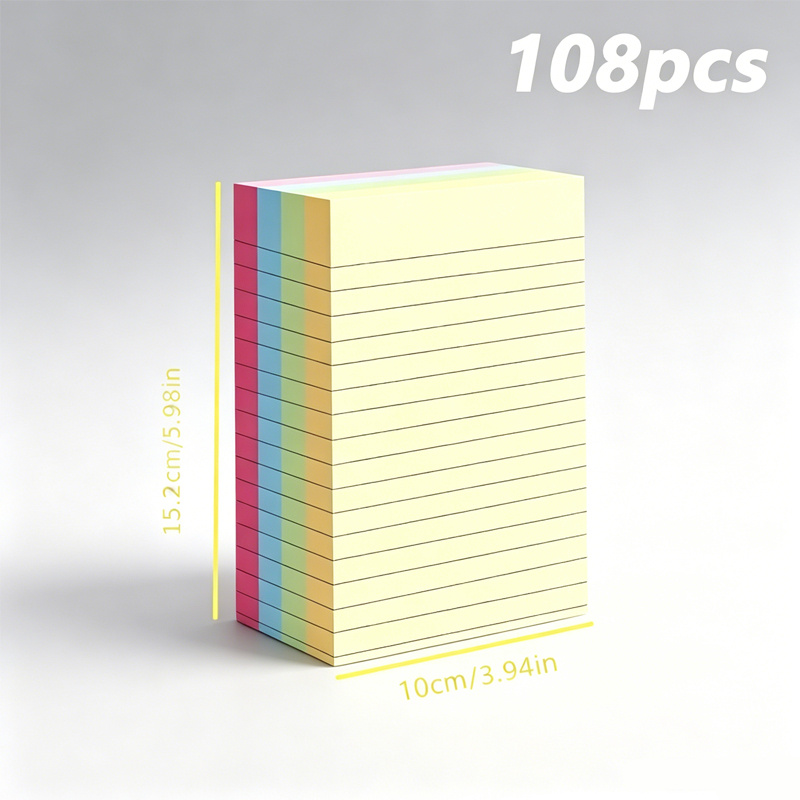 TEMU Notes Autocollantes Rectangulaires Multicolores, 108 Feuilles Par Paquet, Cahier de Notes Autocollantes Portables à Détacher, Mélange de Quatre