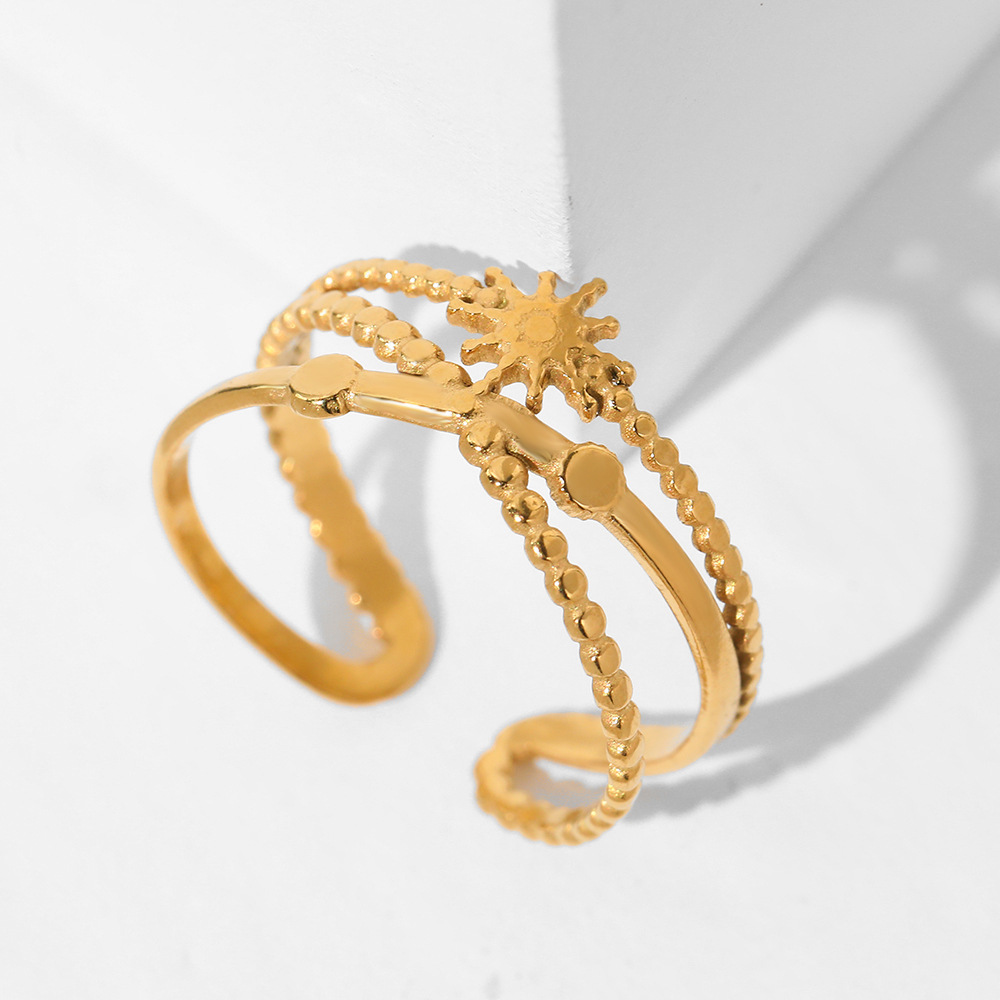 Women's Multi-Layer Sun and Star Beaded Adjustable Ring