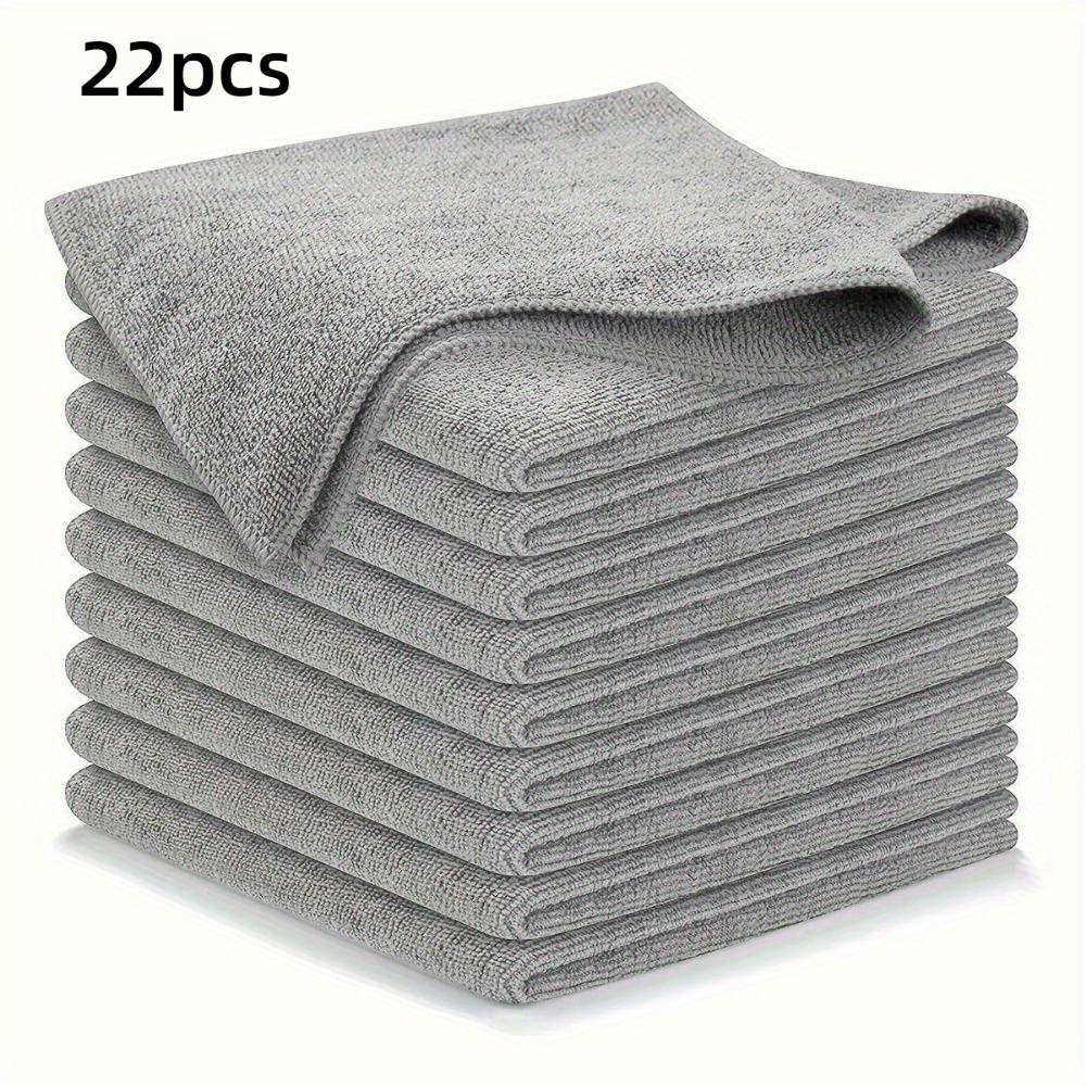 TEMU 22pcs High-quality Gray Microfiber Car Wash Cloths, Bulk Portable Cleaning Handkerchiefs - No Shedding Or Fading, Absorbent, Soft, And Durable,