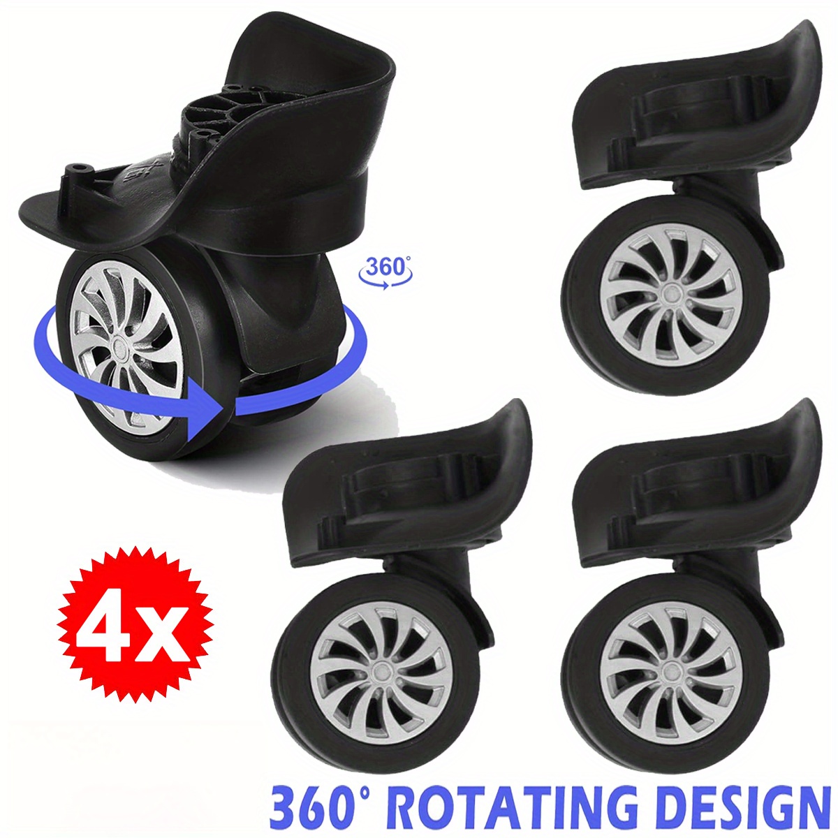 4pcs Universal Roller Wheel Replacement Luggage Caster Quiet Wear-resistant For Bag Trolley Case