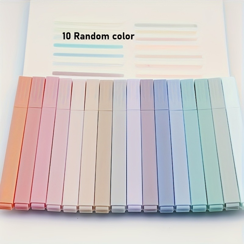 E-shop Set mit 10 Pastell Textmarker - Flaches Design, wischfest und , aus Kunststoff - Geeignet für Journaling, Büroarbeiten und professionellen