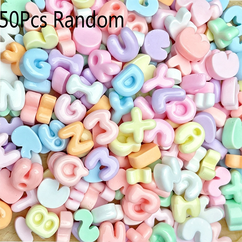 TEMU 50/100pcs Random Cute Letter Additions Mini Alphabet Resin Patch Jewelry Making Supplies Phone Case Hair Clip Material
