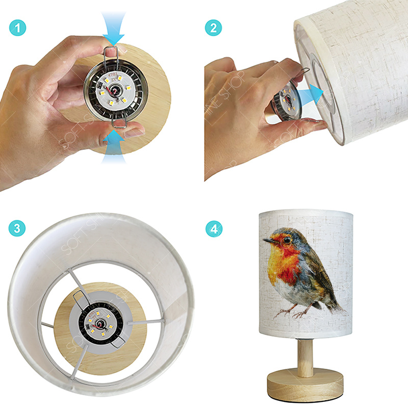 LED Fabric Desk Lamp with Hyper-Realistic Robin Design