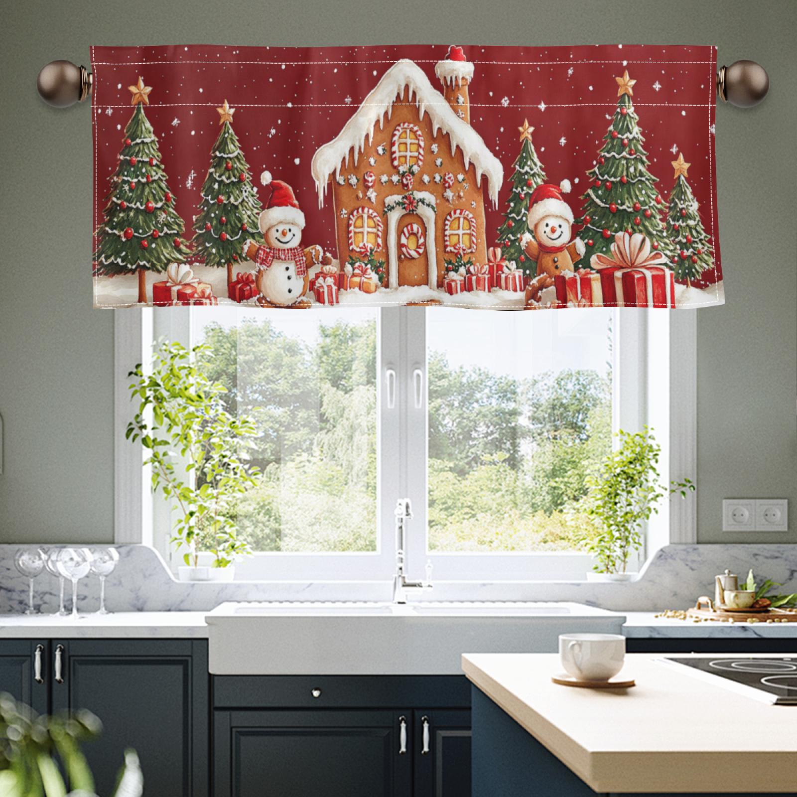 

Christmas Tree Valance - Polyester Valance For , , -, - Drapes Rod , 54x17.7in -