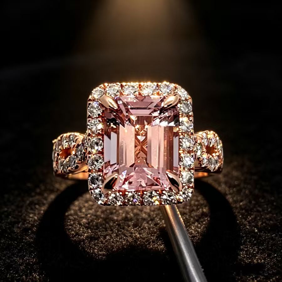 TEMU Ensemble de bagues élégantes pour femme avec bague de fiançailles en cuivre avec en coupe princesse - Coupe carrée, cadeau de demande en mariage