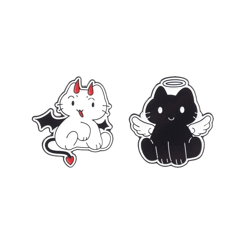 TEMU 1/2pcs Black And White Kitten Cute Cartoon Funny Minimalist Personalized Clothing Decoration Pin Backpack Hat Pendant Accessory Matching Alloy