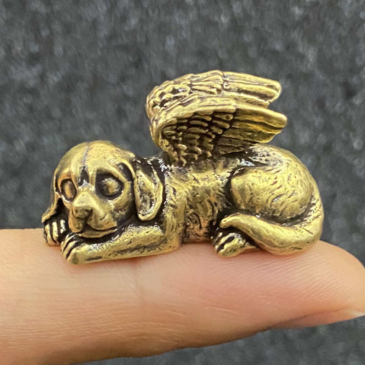 Image of Halloween Wings Sleeping Dog Brass Ornament, Craft Decoration, Collectible Wholesale, Christmas Decor