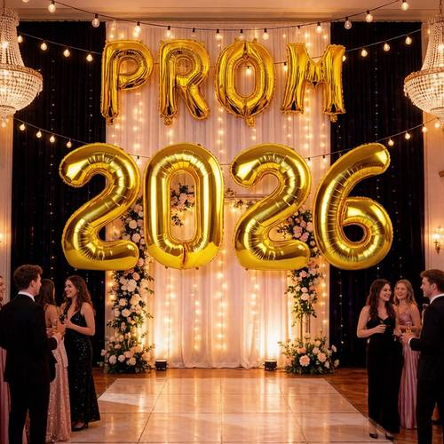 10pcs 16 inch golden prom letter foil balloon 32 inch golden 2026 digital foil balloon 1 roll of ribbon 1 roll of suitable for graduation season birthday anniversary party balloons
