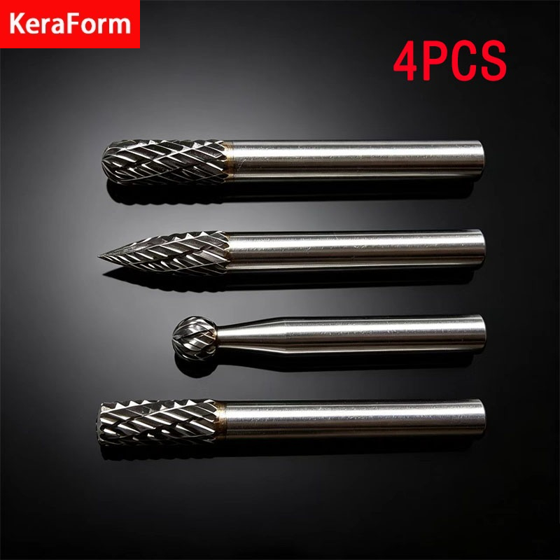 TEMU Keraform 4pcs Set (models Ax/cx/dx/gx): 1/4-inch Rotary Burr Set For Deburring, Grinding, Polishing, And Enlarging Holes In Wood And Metal.