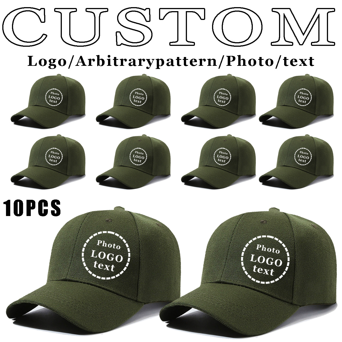 TEMU 10 casquettes de baseball personnalisées de couleur unie, casquette de travail personnalisée à languette de canard, chapeau de , peut