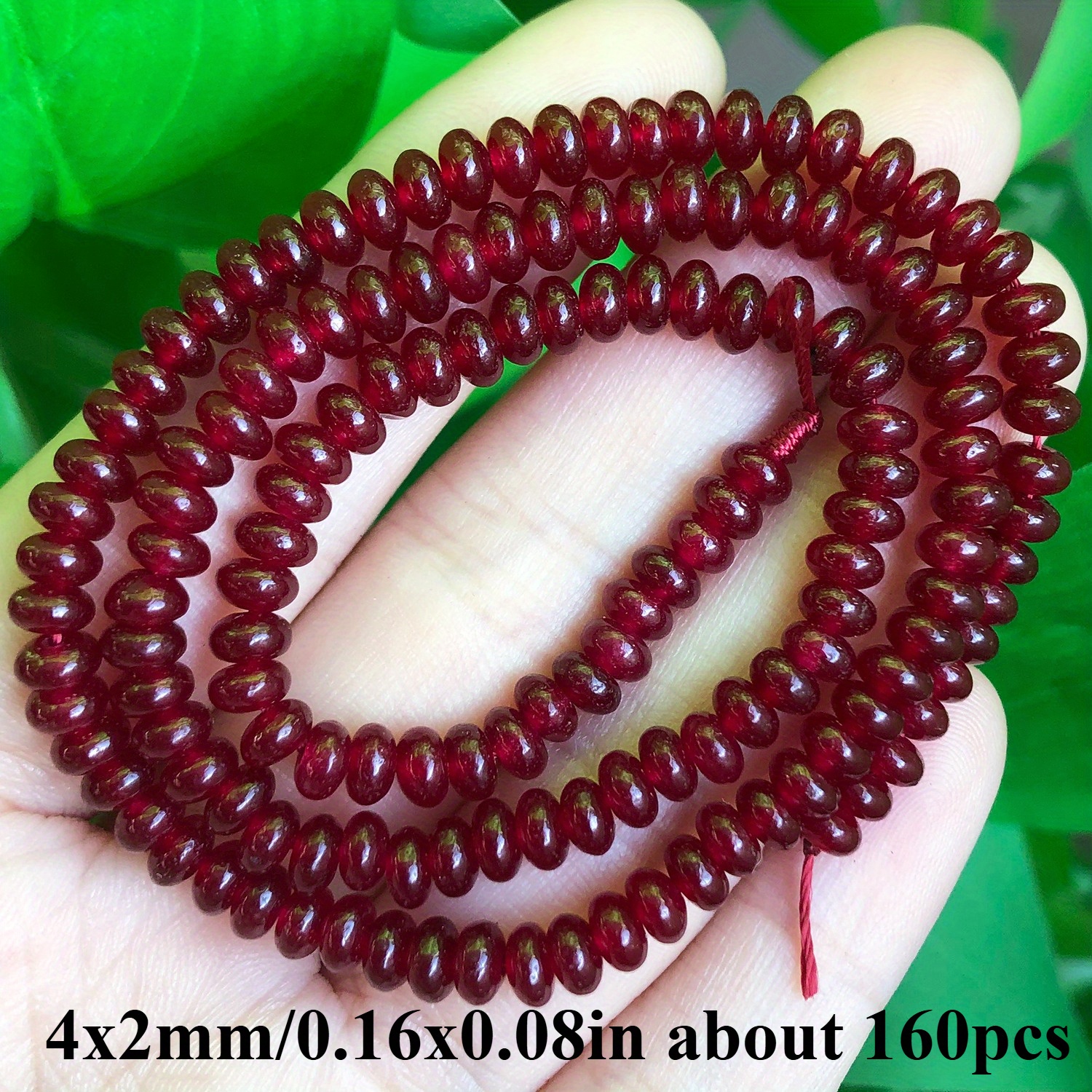 TEMU 2d Flat, 2x4mm Red Garnet Flat Round Shape Stone Beads, Loose Spacer Beads For Jewelry Making Diy Bracelet Necklaces Accessories