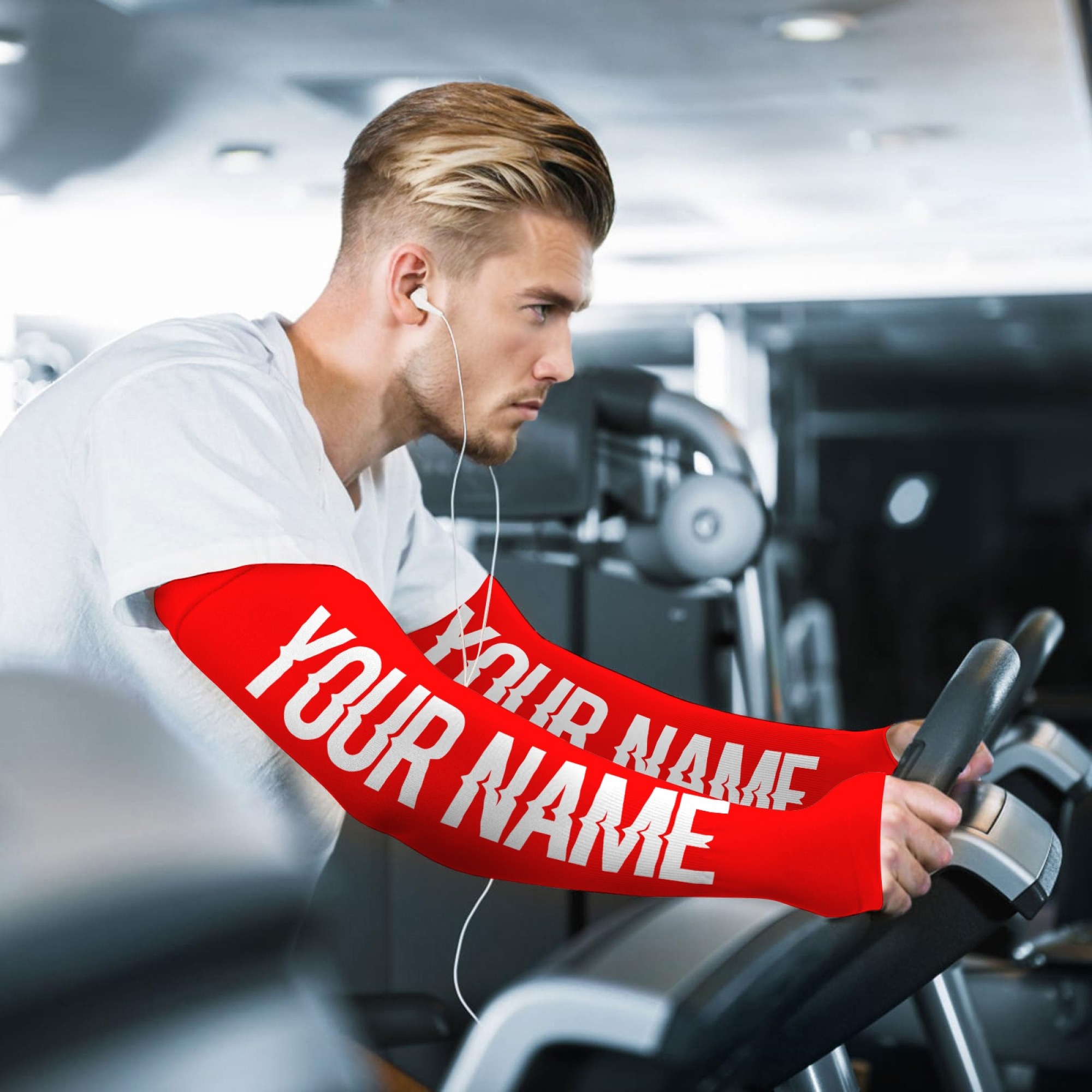 TEMU Customized Text Print Sports Arm Sleeves For Men And Women, Cool And Breathable, Washable, Versatile For Outdoor Sports, Running, And Cycling,