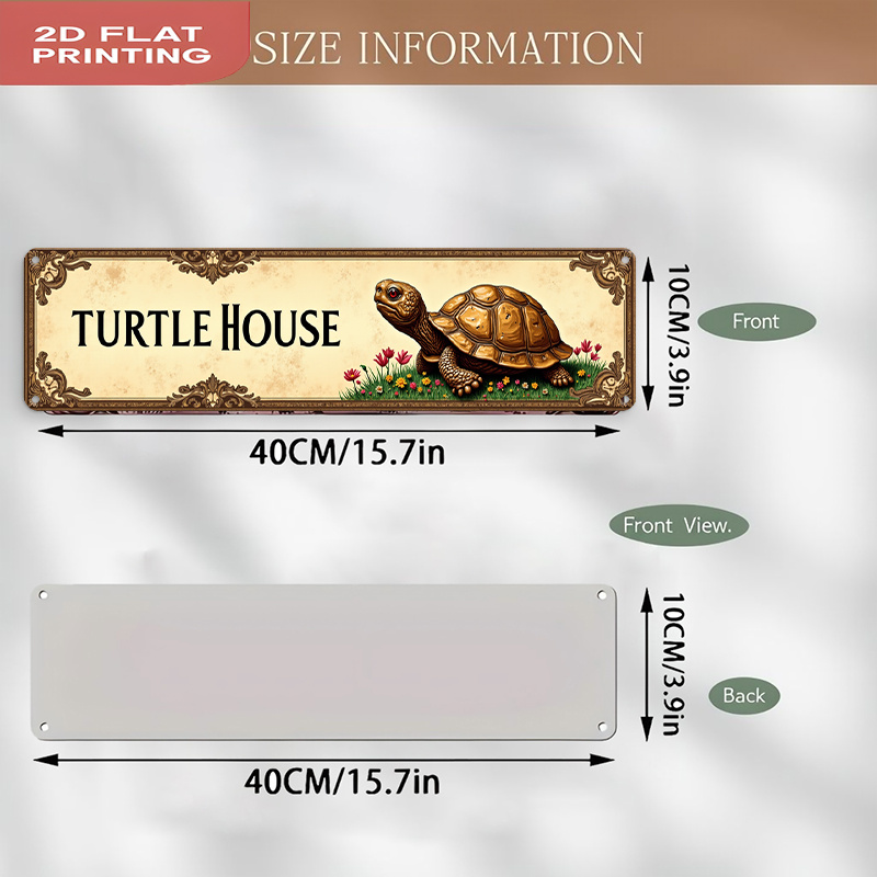 TEMU 2d Flat, Vintage Turtle And The Words '' Aluminum Wall Sign - Distressed Plaque Suitable For Home, Garage, Studio - Durable Decoration With