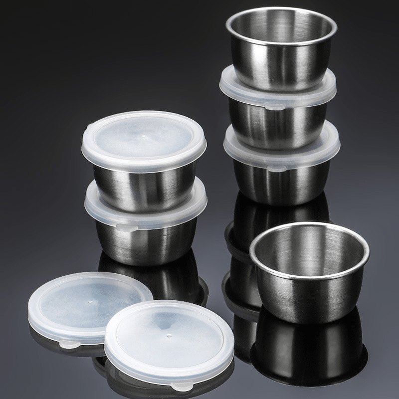 

6pcs Set Of 40ml Stainless Steel Sauce Dishes - Mini Condiment Cups For Kitchen & Dining, Elegant Design