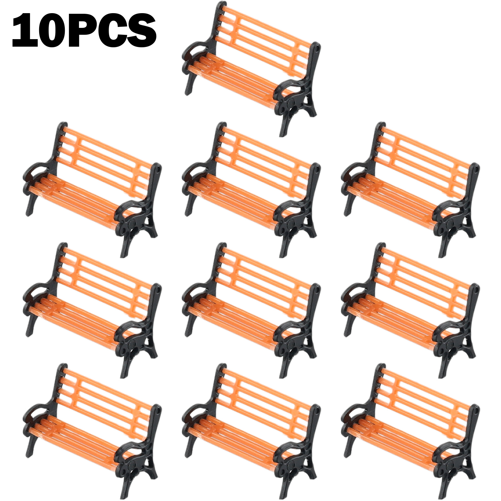 10pcs Model Train Ho For Tt Scale 1:87 Bench Chair Settee Street Layout