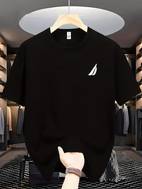 mens casual short sleeve t shirt with print white black graphic tee breathable round neck top for sports casual attire leisure clothing durable fabric