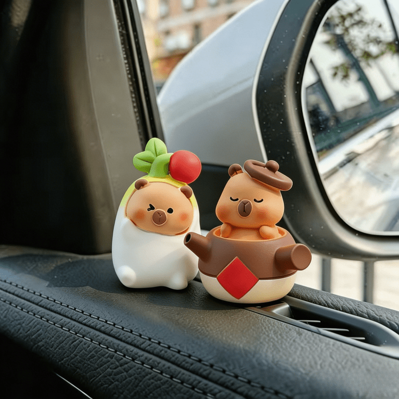 TEMU 2pcs Random Capybara Dashboard Ornaments, Suitable For Desktop And Car Decoration With Non-slip Design, Fun Gift For