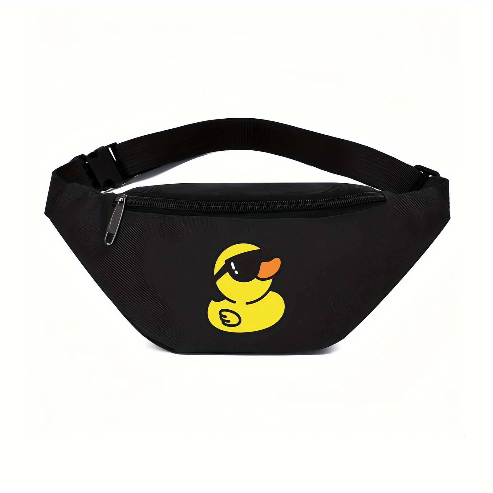 TEMU 1pc A Black Adjustable Premium Waist Bag Featuring A Yellow - A Unisex Outdoor Sports Shoulder Bag Suitable For Hiking, Running, And Cycling - A