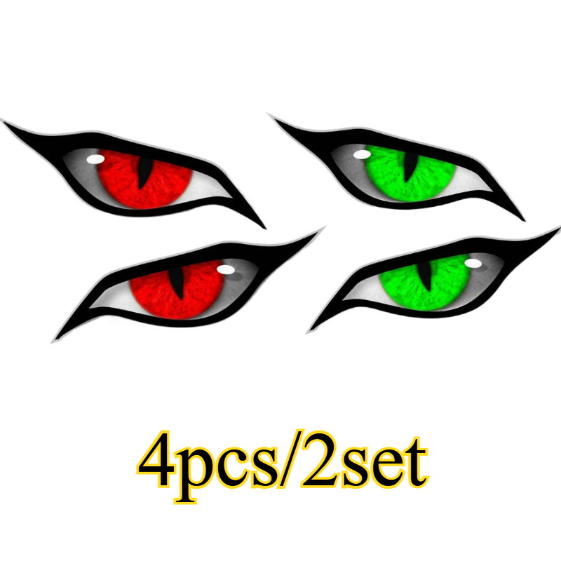 Image of 4pcs/2 Sets Raptor Eye Horror Car Stickers - Dominating Rearview Mirror Decorations, Waterproof Scratch-resistant, Creative Halloween Edgy Vehicle Styling For Cars, Trucks & Suvs