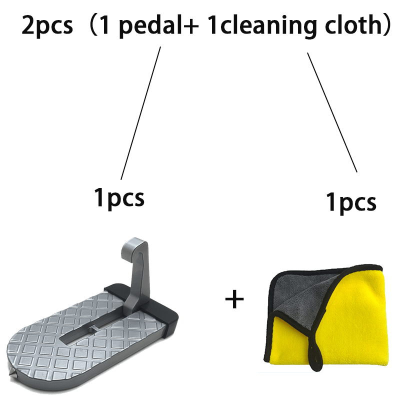 TEMU 1pc Foldable Car Door Roof Step With Window Breaker Safety Hammer And 1pc Cleaning Cloth, Heavy Duty Non-slip Roof Rack Access Pedal, Universal