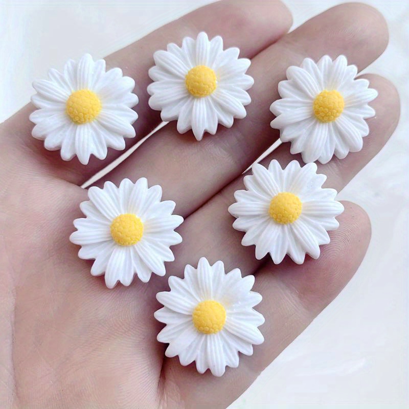 10pcs White Chrysanthemum Resin Flat Rhinestone Wedding Decoration Diy Resin Crafts Sunflower