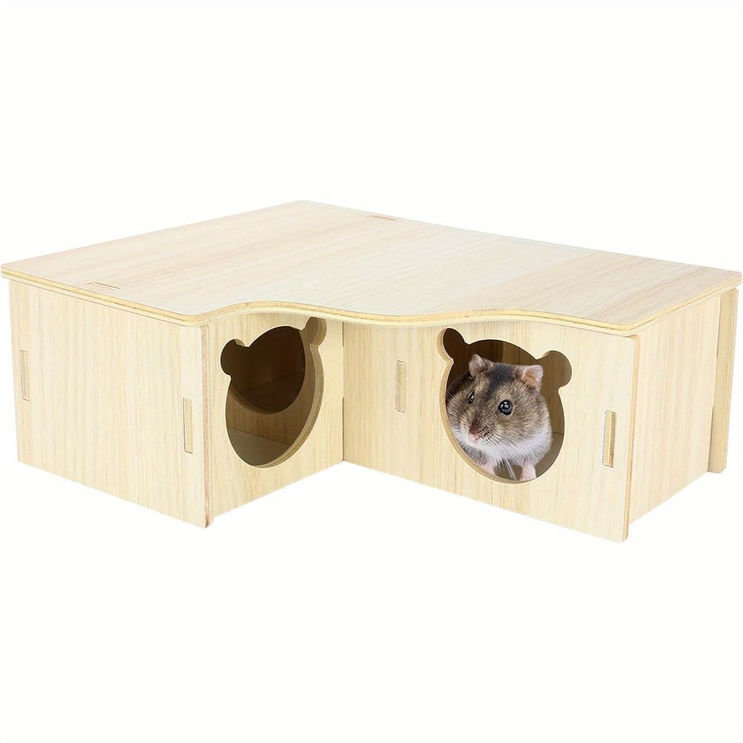 

Wooden Hamster And Tunnel Exploration Toys, Hamster House Habitat Decorated Hamster Mice