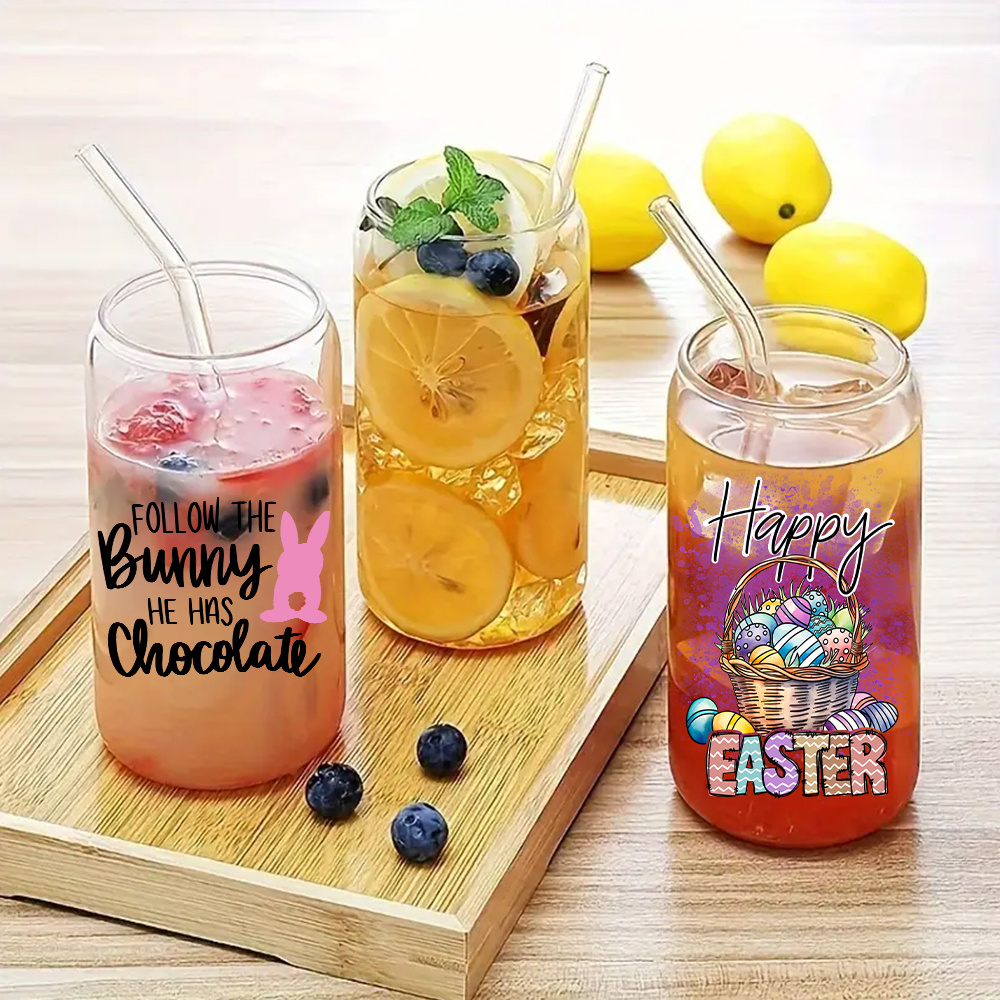 50 25 12 8 pack 16oz clear or frosted sublimation glass cans with bamboo lid transparent glass tumblers with plastic straw sublimation glass cups with bamboo lids with individually   ideal for diy gifts halloween christmas for juicing coffee soda tea Product details 4