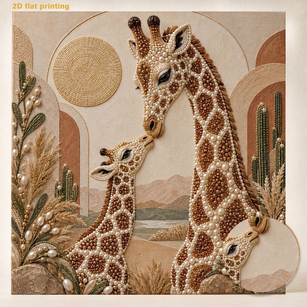 TEMU Pearl Art Painting Kit Handmade Pearl Painting Giraffe Art Decorative Painting Frameless Flat Painting Full Set Tools Shiny Gemstone Wall
