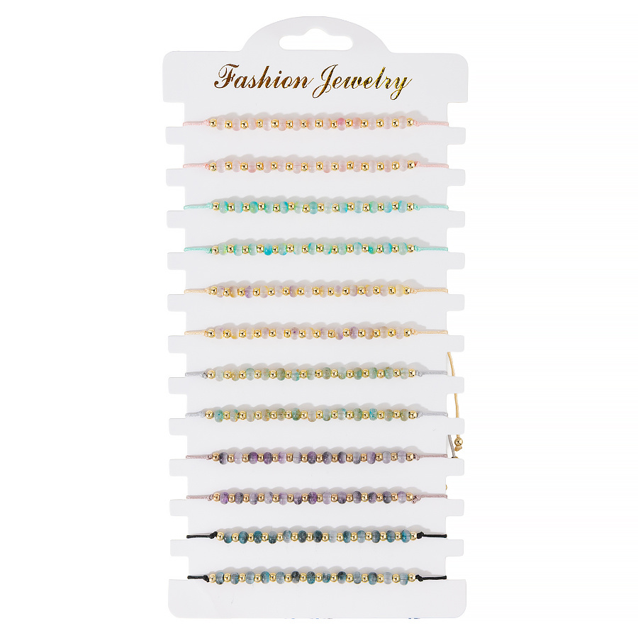 Image of 12pcs Yeyulin Handmade Morandi Color Beaded Bracelets - Gradient Glass Beads, Adjustable Rope Bohemian Anklets & Stackable Suitable For &, Minimalist Couple Jewelry For Beach Vacation, Spring