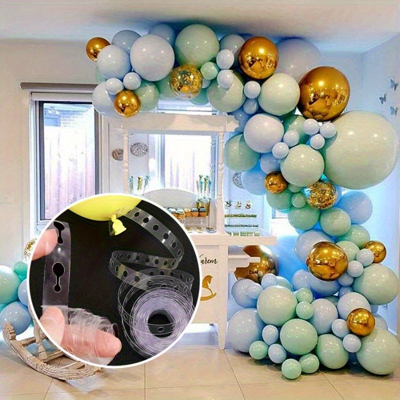 2pcs Balloon Chain, 196.85-inch balloon decorative strip tape roll, double hole balloon arch wreath kit, suitable for birthday, wedding, party, DIY durable plastic balloon chain accessories