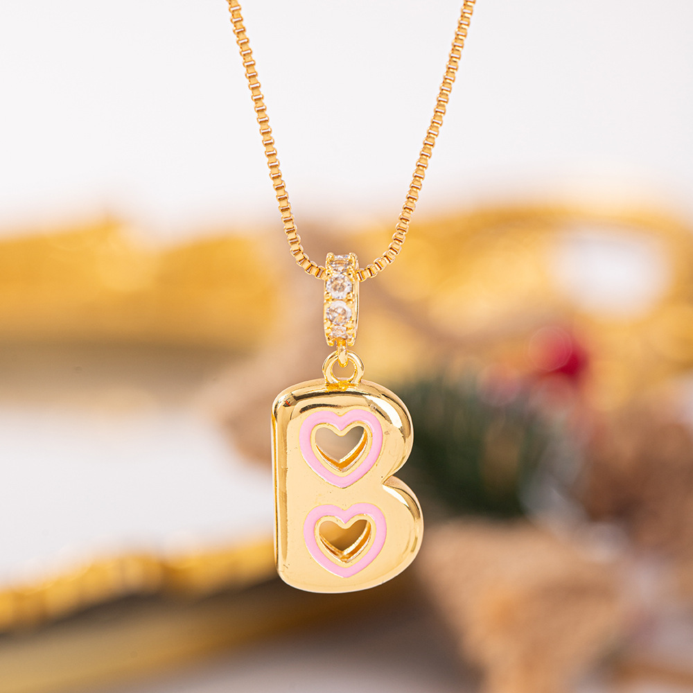 Women's Chunky Bubble Alphabet Pendant Necklace, Retro Minimalist Gift
