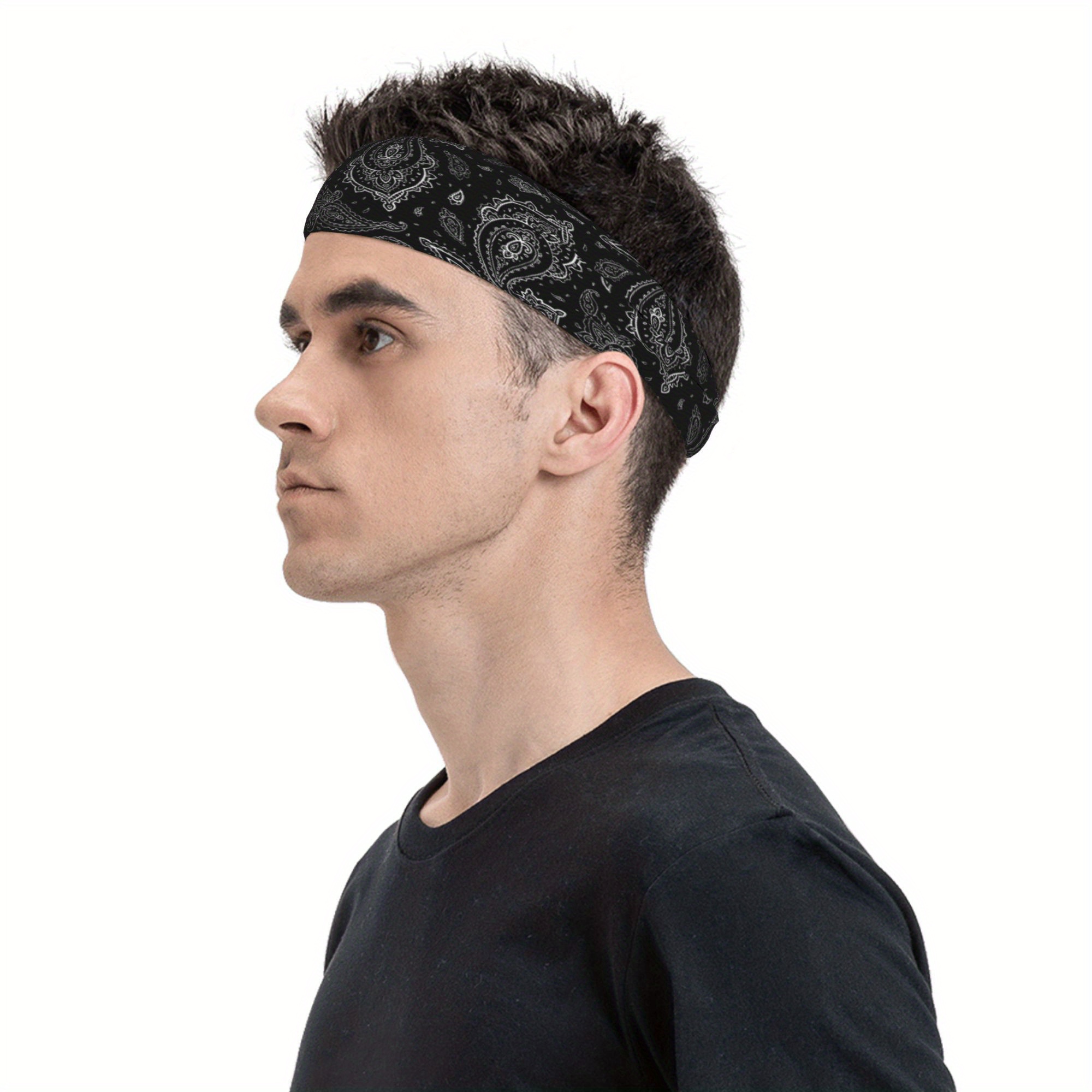 Unisex Paisley Sports Headband Sweat Wicking Stretchy Polyester Floral Patterns
