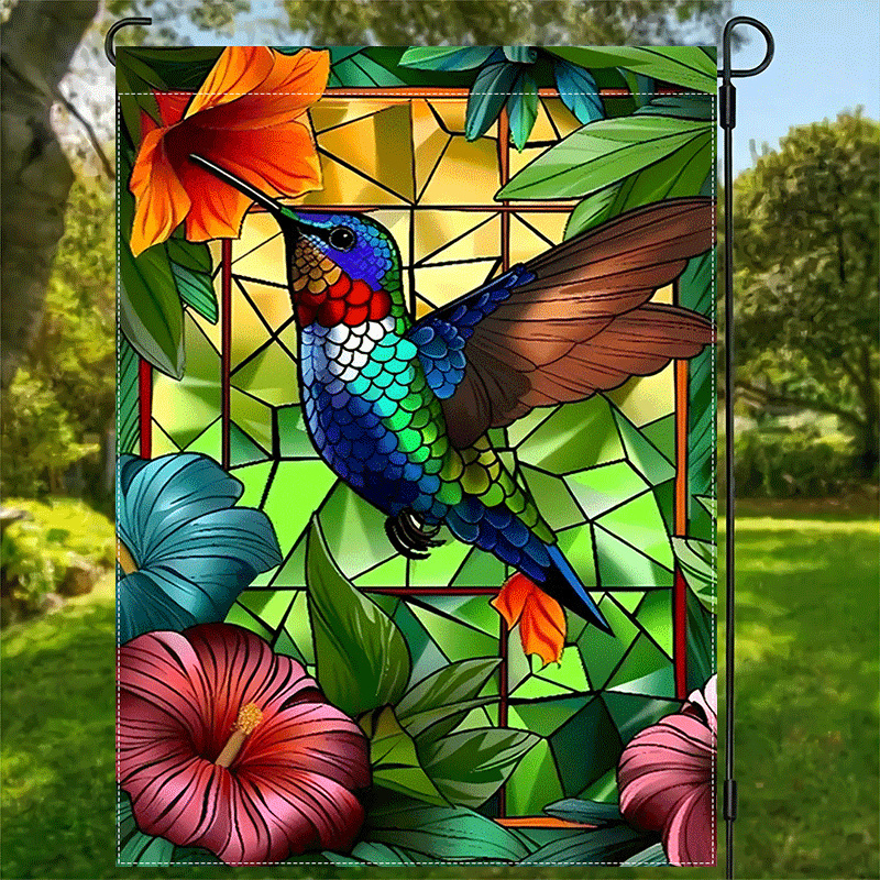 

Hummingbird & Flag - Double-sided, Polyester, Outdoor Decor, 12x18 Inches