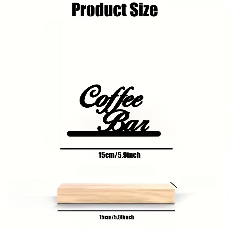 TEMU 1pc Retro Acrylic Wooden Bar Table Decor - Acrylic Tabletop Ornament With Wooden Base, -themed Lettering, Suitable For Home Office, Shops,