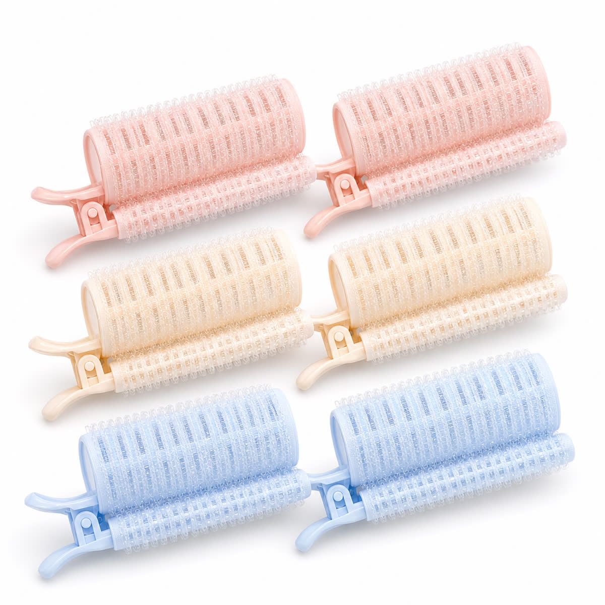 TEMU 6pcs No-heat Bang Curler Clip Set Suitable For Women & Girls, Pink Cream Blue Hair Rollers With Clip- Bang Volume Styling Tools, No Heat For