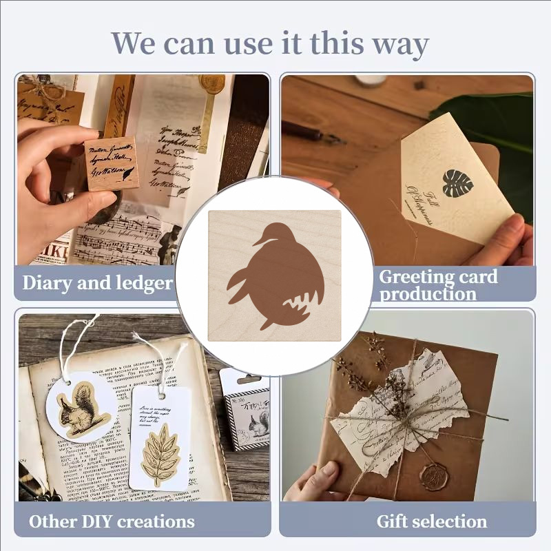 Wooden Vintage Abstract Fish Stamp for Journals and Invitations
