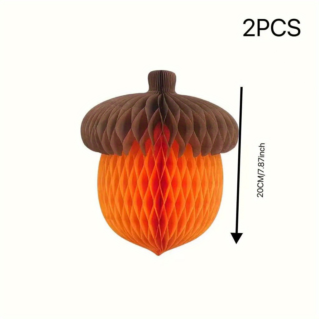 Image of 2pcs Honeycomb Ball Ornaments, Christmas Holiday Party Tabletop Decor, Paper Tassel Balls For Bedroom And Living Room Background Wall, Thanksgiving Activity Center Display, For Christmas, Halloween