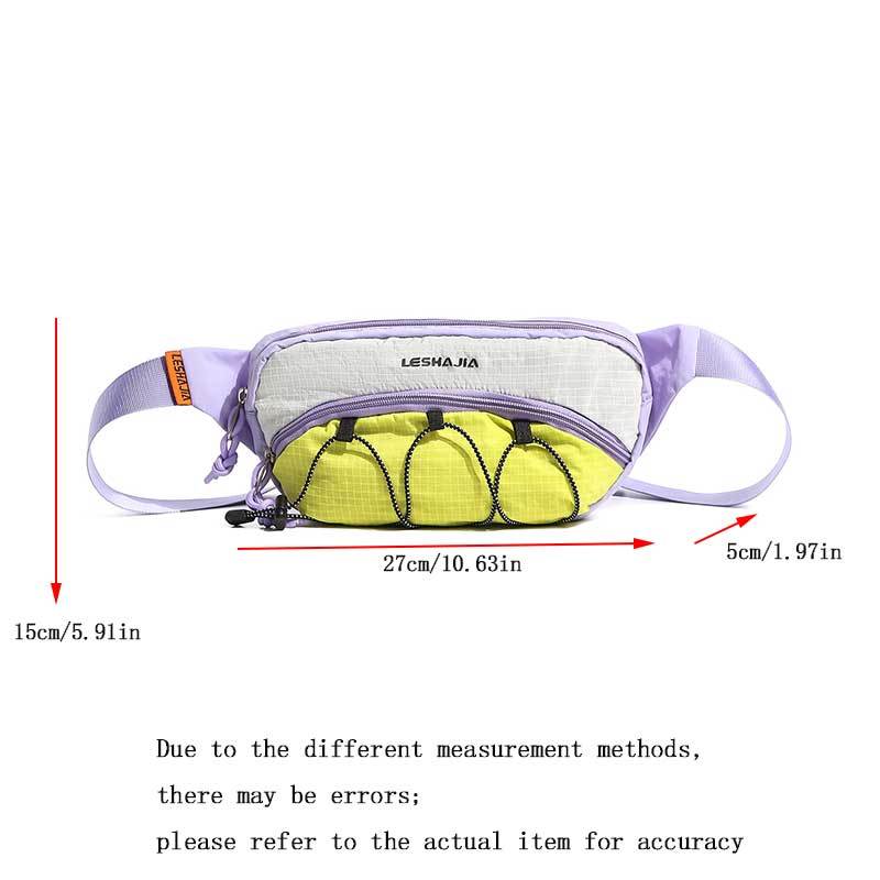 Outdoor Techwear Color-Block Mesh Waist Bag, Multi-Layer Storage