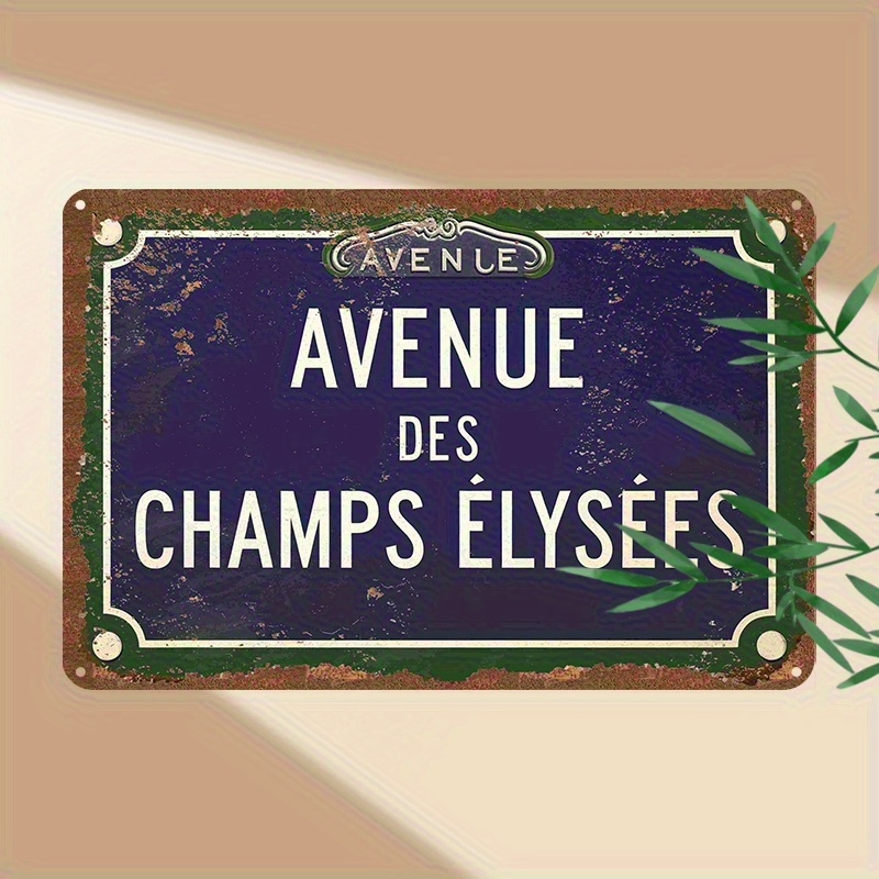 TEMU 2d Flat, 2d1 French -élysées Paris Street Wall Art Plaque - Artificial Wood Suitable For Home, Bar, Cafe Decor, French-themed Gift, Rectangular