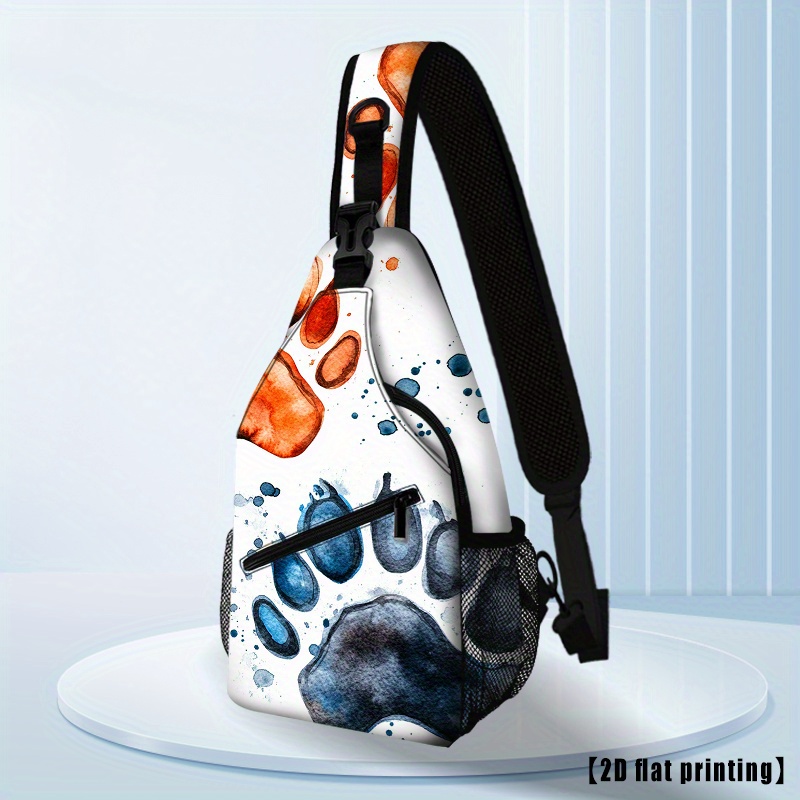 Image of Colorful Dog Paw (12) Adjustable Crossbody Shoulder Bag Chest Bag Suitable For Hiking Work Daily Life 2d Graphic Printing Art Design