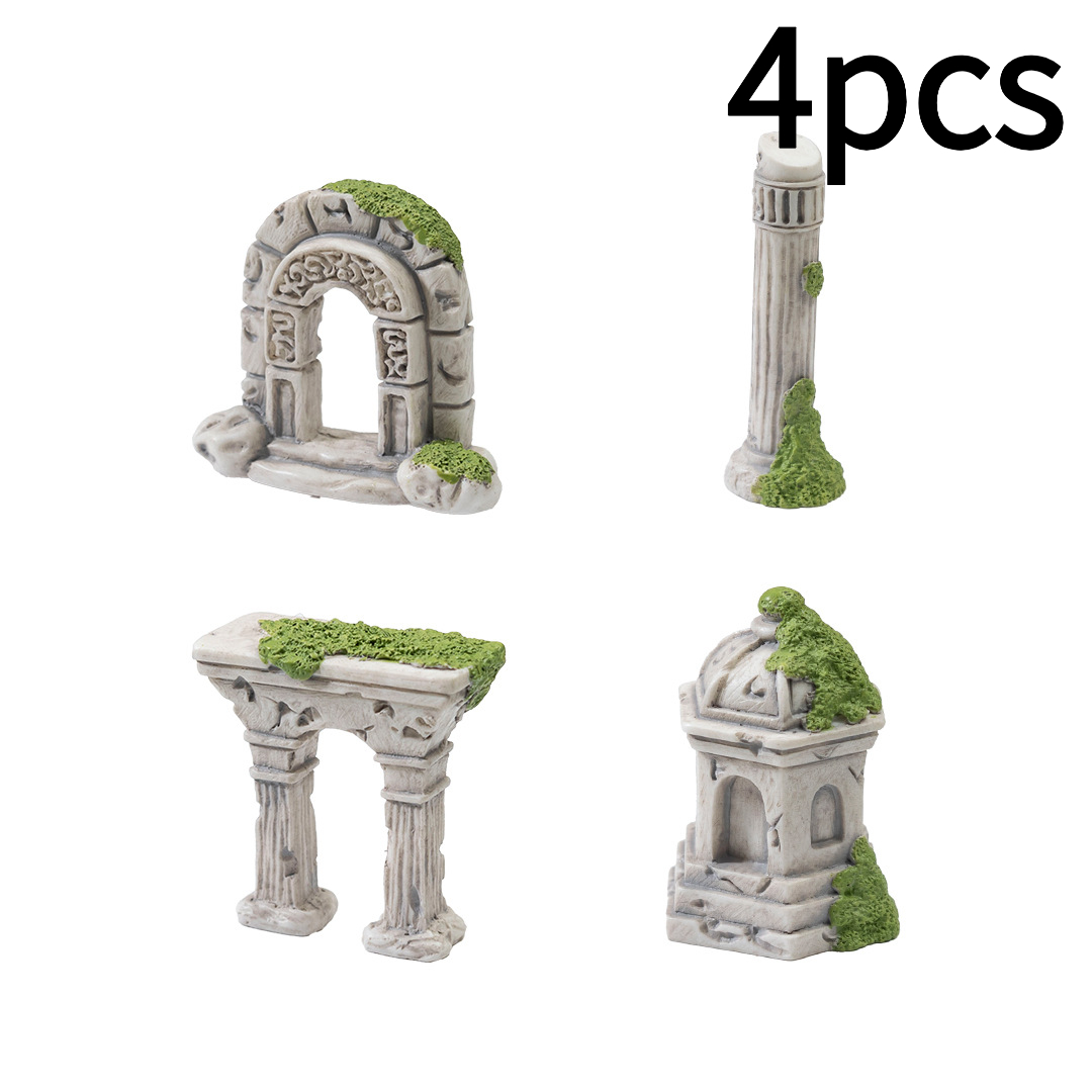 TEMU 4pcs 4pcs Retro Small Statue Decorations Roman Column Ornaments, Fairy Garden Miniature Decorations Suitable For Miniature Gardens, Aquarium