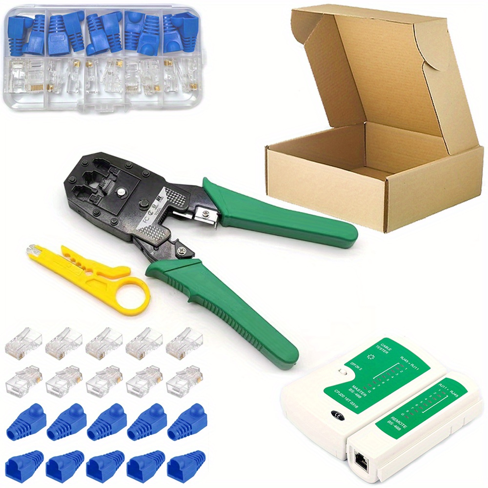 TEMU 11-in-1 Portable Ethernet Cable Crimper Kit With Ethernet Crimping Tool, 8p8c 6p6c Connectors, Rj45 Rj11 Cat6 Cable Tester, And 110 Punch Down
