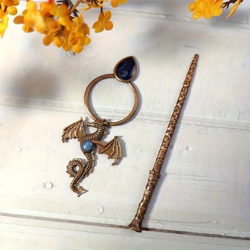 bohemian dragon hairpin ancient flying dragon   with dark blue inlay metallic accents updo bun ponytail clip for costume parties fantasy events casual attire gothic jewelry gift for women dragon decor costume party accessory intricate   Product details 3