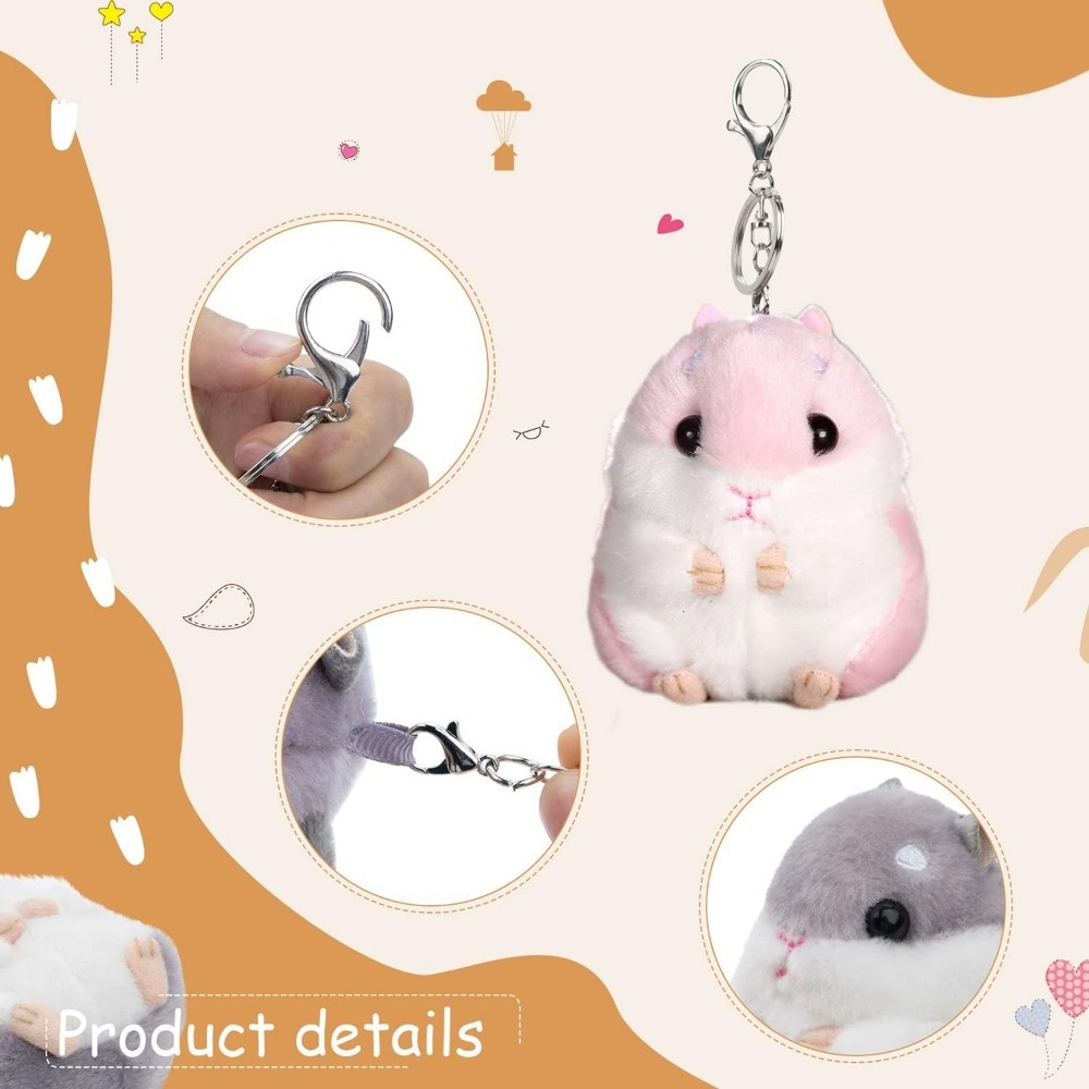 

Set Of Hamster Plush Keychains, Stuffed Animals Keyring Charm, Handbag/ Backpack Pendant, Multi-coloured Plush Toys Set, Gifts For Birthday, Halloween, Christmas