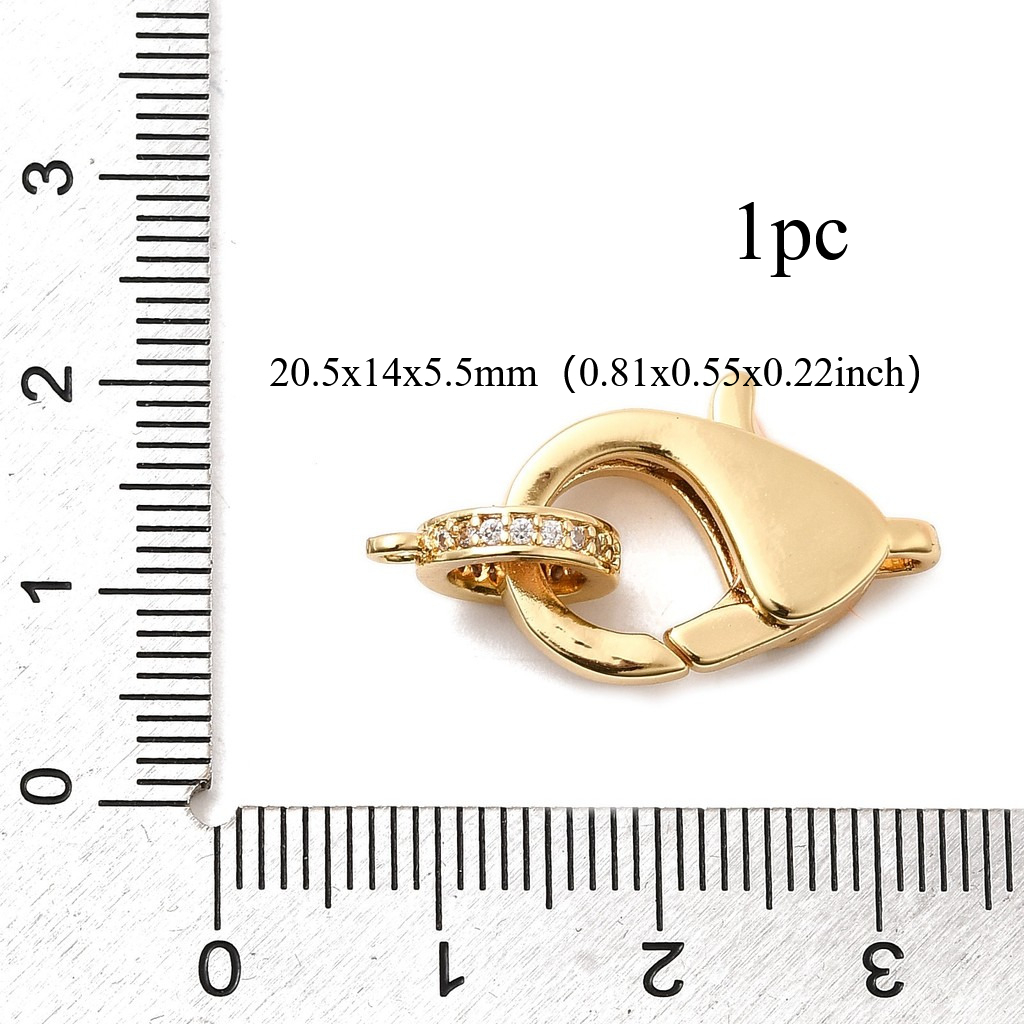 TEMU 1pc Brass Clear Cubic Clasps, With Tube Bail, 18k Plated, 20.5x14x5.5mm, Hole: 1.8mm, Jewelry Findings, For Jewelry Making & Crafting Supplies
